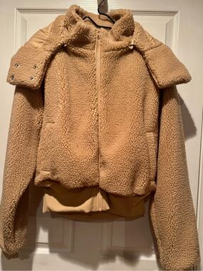 Quince Tan Teddy Sherpa Zip Jacket
